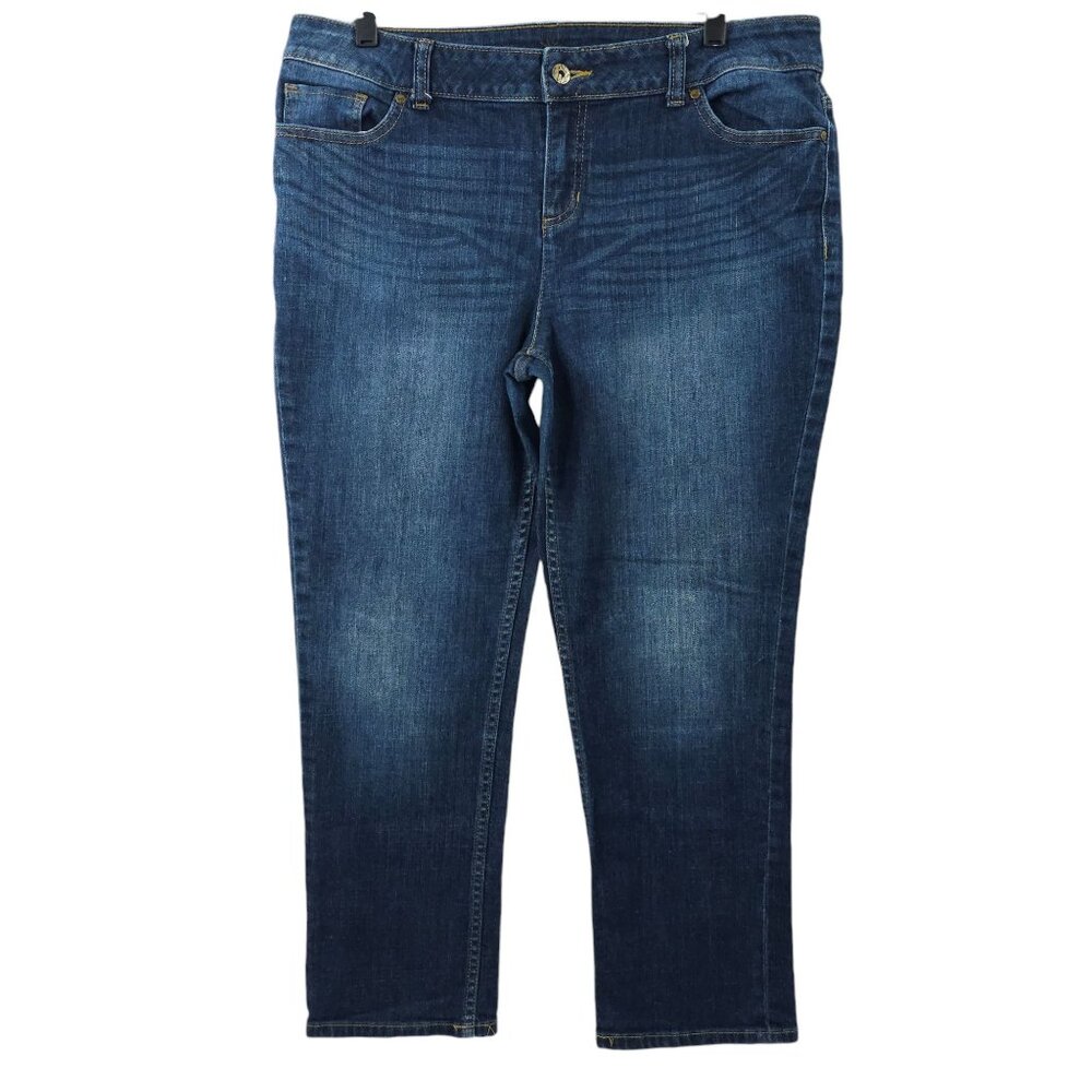 Simply Vera Wang Straight Crop Capri Denim Jeans Womens Size 14 Flap Pockets